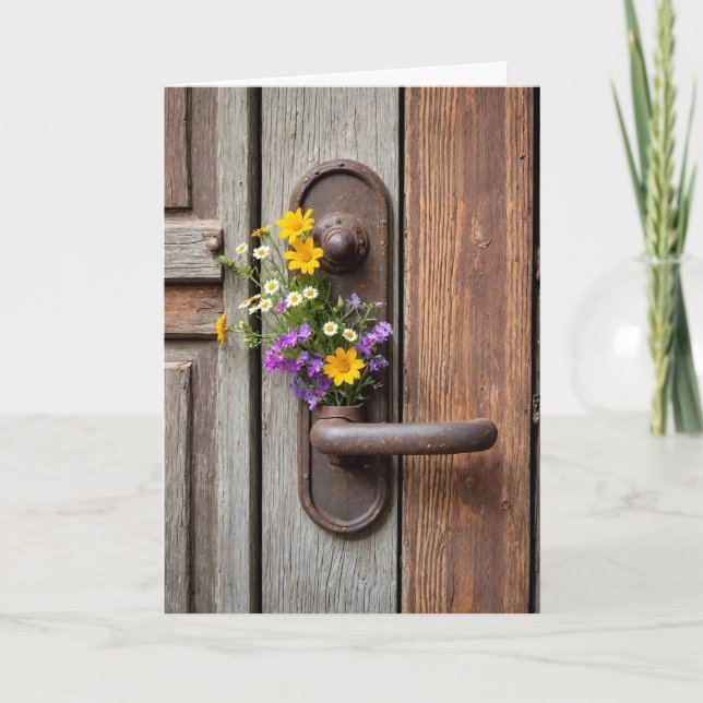 Wildflower Gift On Rusty Door Handle Card (Front)