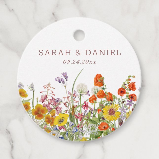 Wildflower Gift Tags - Wedding Favour Tags (Front)