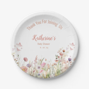 Wildflower Girl Baby Shower Paper Plate