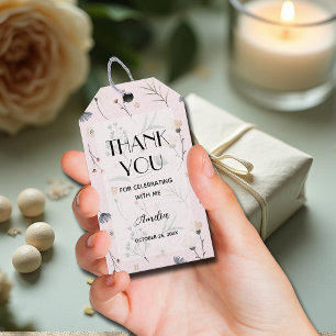 Wildflower Girl Baby Shower Thank You Favour Gift Tags