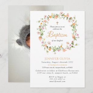 Wildflower Girl Baptism Invitation
