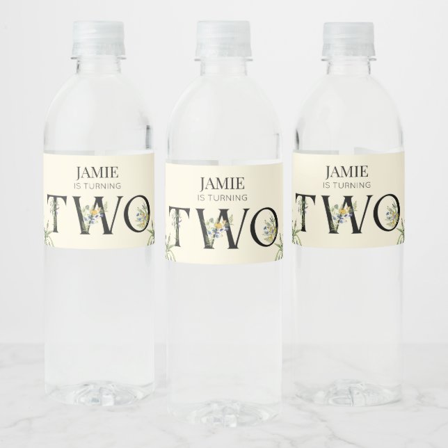 Wildflower Girl Boho 2nd Birthday Water Bottle Label (Bottles)