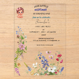 Wildflower Girl First Birthday Invitation | Floral