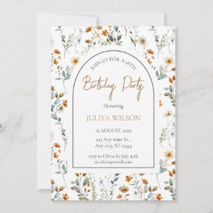 Wildflower girly Birthday Party Invitation
