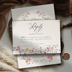 Wildflower Grace Watercolor Elegant Wedding Meal RSVP Card