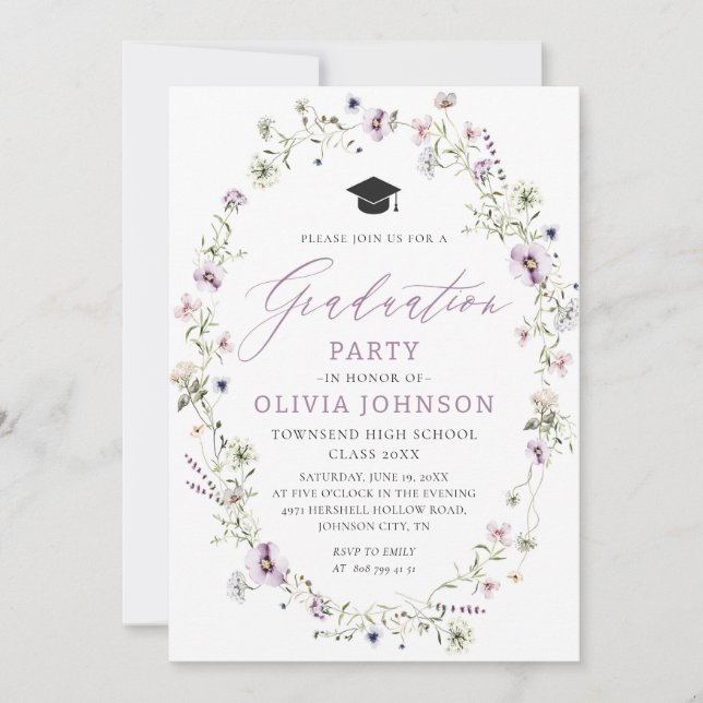 Wildflower Graduation Invitation Announcement (Front)