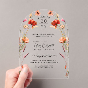 Wildflower Graduation Party Acrylic Invitations