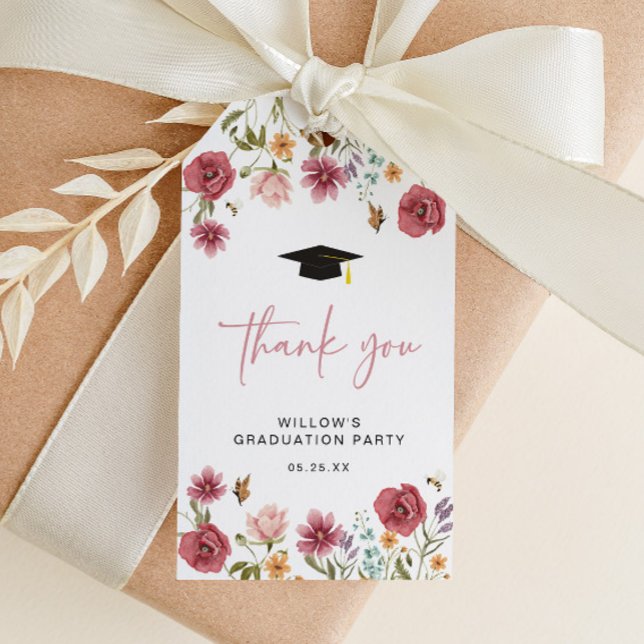 Wildflower Graduation Party Favour Tag Thank You (Creator Uploaded)