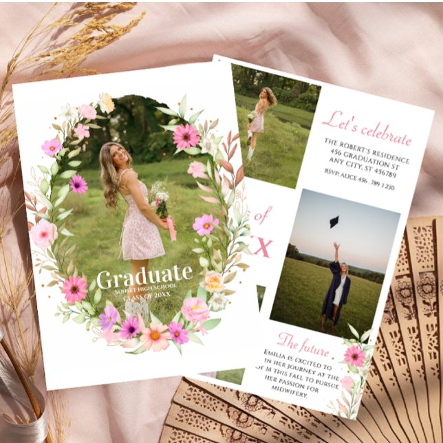 Wildflower Graduation Party photo Invitation (Creator Uploaded)