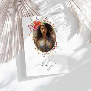 Wildflower Graduation Photo Collage Thank You Card