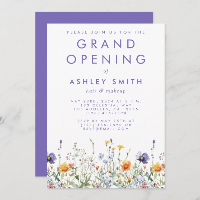 Wildflower Grand Opening Invitation (Front/Back)