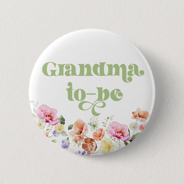 Wildflower grandma to be 2 inch round button (Front)