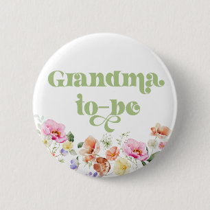 Wildflower grandma to be 2 inch round button