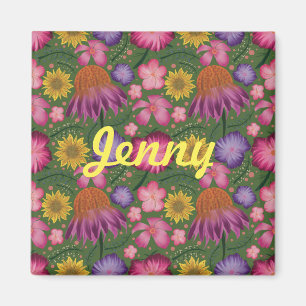 Wildflower Green Floral Personalized Magnet
