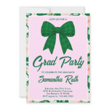 Wildflower Green Gingham Bow Graduation Party