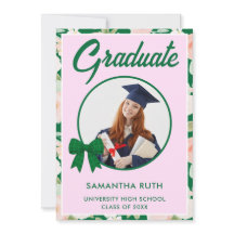Wildflower Green Gingham Bow Photo Graduation