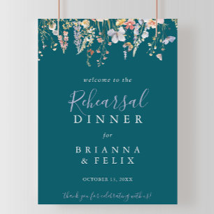 Wildflower Green Rehearsal Dinner Welcome Poster