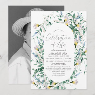 Wildflower Greenery Funeral Memorial Invitation