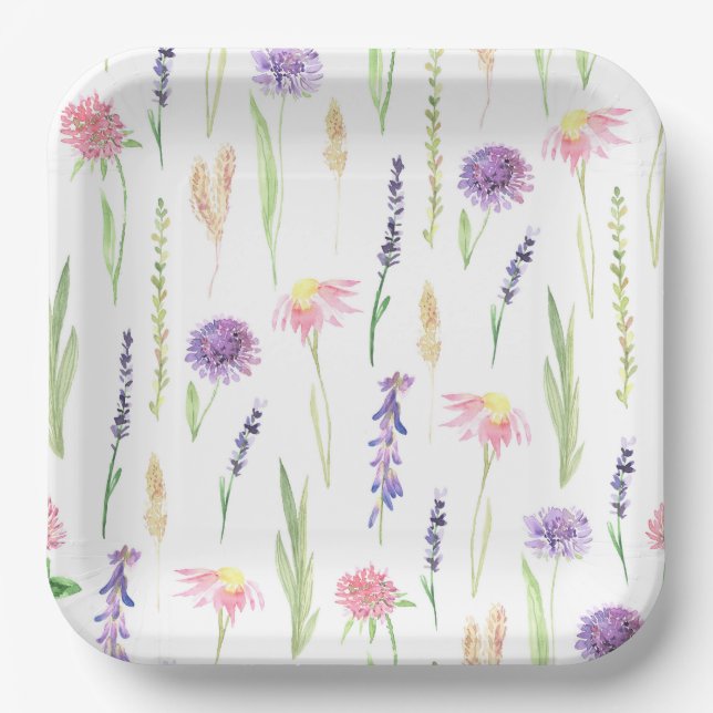 Wildflower Greenery  Paper Plate (Front)