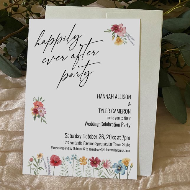 Wildflower Happily Ever After Party Reception Invitation (Creator Uploaded)