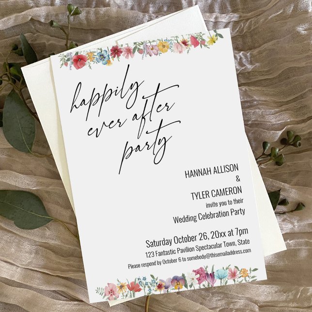 Wildflower Happily Ever After Party Reception Invitation (Creator Uploaded)