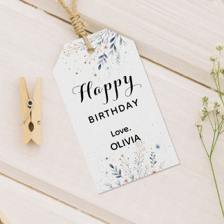 Wildflower Happy Birthday Gift Tags