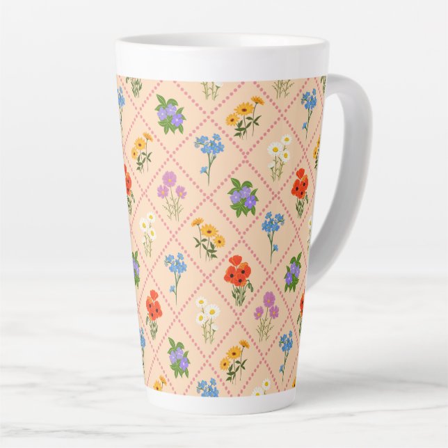 Wildflower Harlequin Garden Latte Mug (Right Angle)