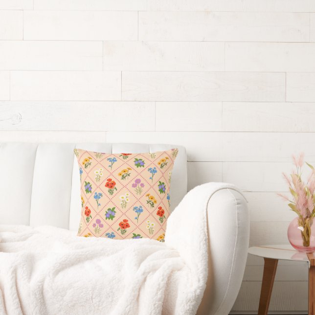 Wildflower Harlequin Garden Throw Pillow (Couch)
