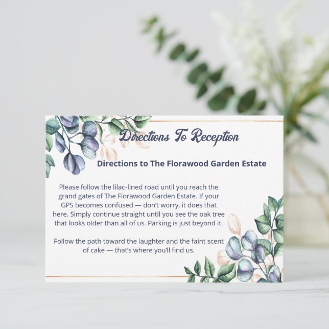 Wildflower Harmony Wedding Directions Enclosure Card (Standing Front)