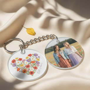 Wildflower Heart Photo Besties Forever Keychain