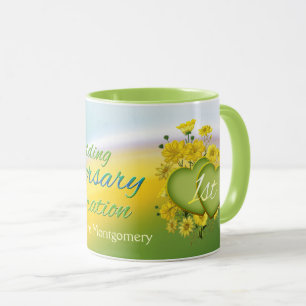 Wildflower Hearts 1st Wedding Anniversary Party Mug