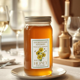 Wildflower Honey 2x3" Realistic Bees Dashed Border Food Label