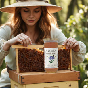 Wildflower Honey 2x3" Realistic Bees Dashed Border Food Label