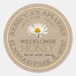 Wildflower Honey Kraft Daisy Custom Product Label