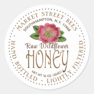 Wildflower Honey Label Wild Pink Rose Flower