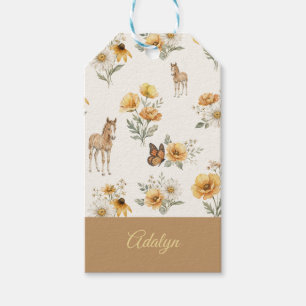 Wildflower Horse Butterfly Pattern Personalized Gift Tags