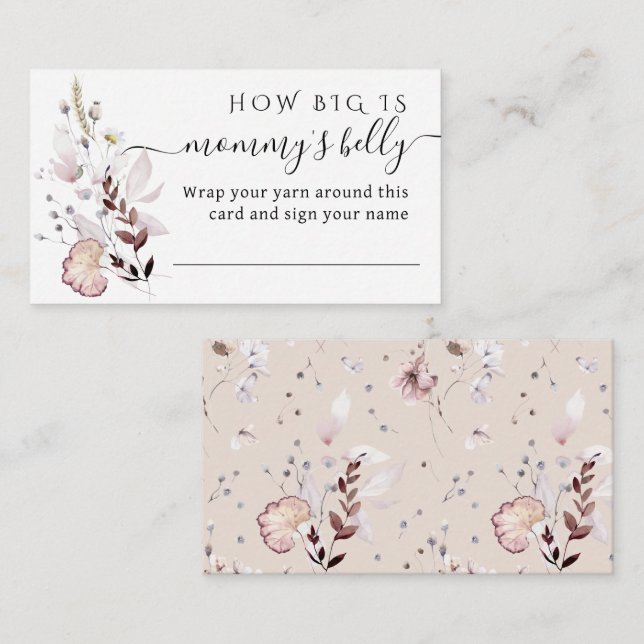 Wildflower How Big Is Mommy's Belly Game Enclosure Card (Front/Back)