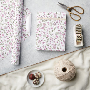 Wildflower Illustrated Wrapping Paper - Purple