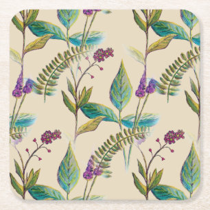Wildflower Illustration on Drink Coasters