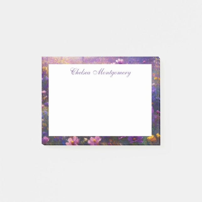 Wildflower Impressionist Painting Personalized Post-it Notes (Front)