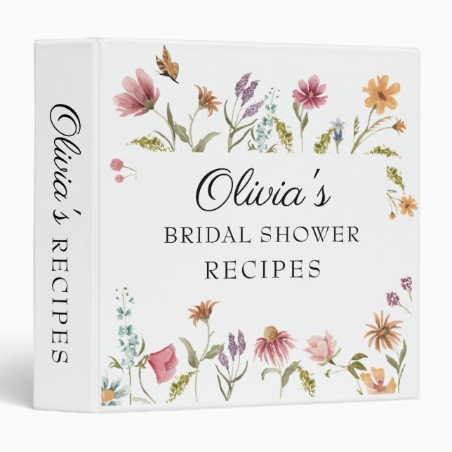 Wildflower in Bloom Bridal Shower 3 Ring Binder (Front/Spine)