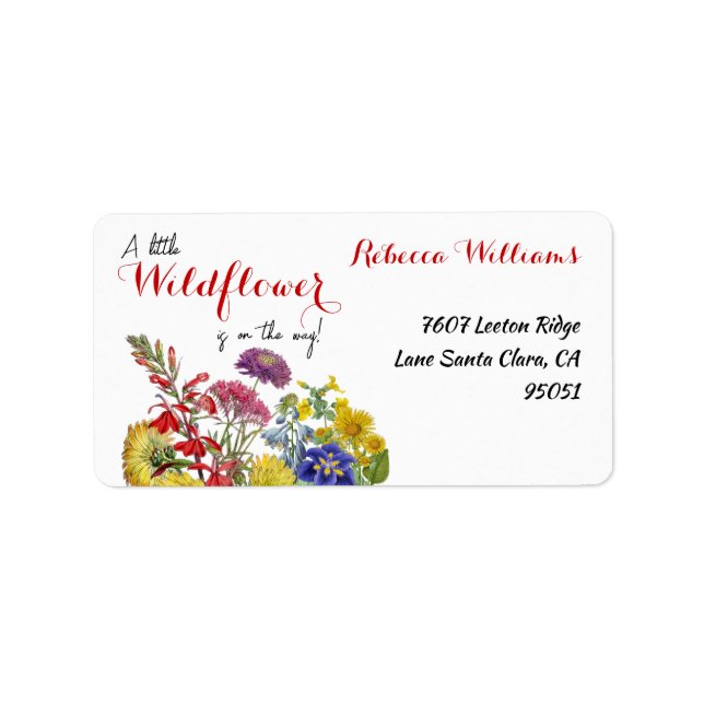 Wildflower in Bloom Floral Baby Shower Address Label (Front)