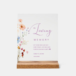 Wildflower "In Loving Memory" Wedding  Acrylic Sign