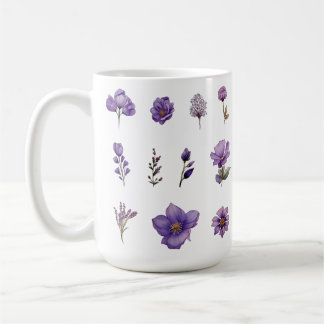 Wildflower in purple watercolor coffee mug