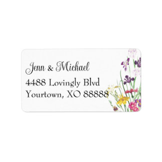 Wildflower Iris Floral Elegant Pink Purple Garden Label