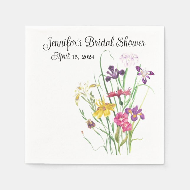 Wildflower Iris Garden Elegant Party Bridal Shower Napkin (Front)