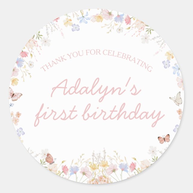  Wildflower Isn't She Onederful Birthday Stickers (Front)