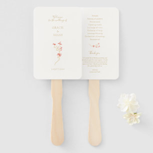 Wildflower Ivory Folded Card Wedding Program Hand Fan