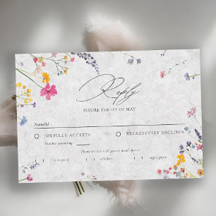Wildflower Ivory Watercolor Elegant Wedding Meal RSVP Card