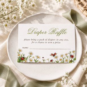 Wildflower Ladybug Girl Baby Shower Diaper Raffle Enclosure Card